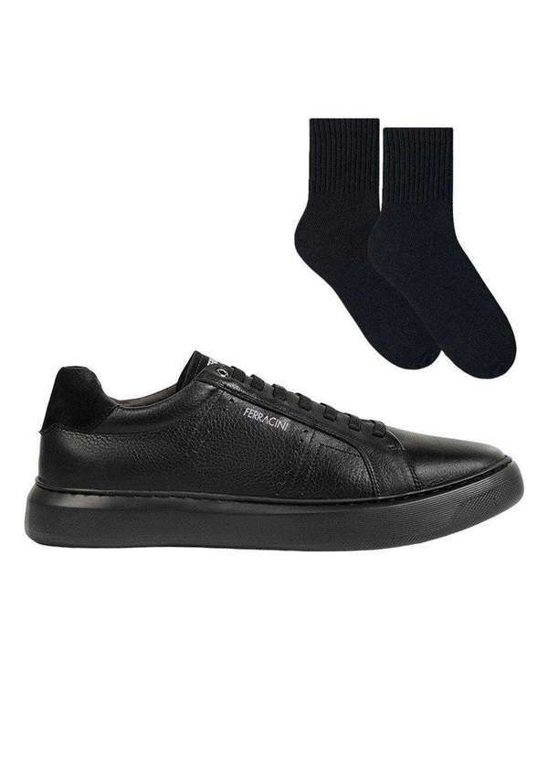 Ferracini - Kit Sapatênis Ferracini Marvin Masculino e par de Meia Preto