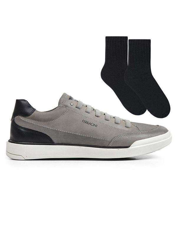 Ferracini - Kit Sapatênis Ferracini Star Masculino e par de Meia Cinza