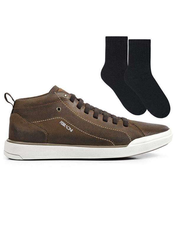 Ferracini - Kit Sapatênis Ferracini Star Masculino e par de Meia Marrom