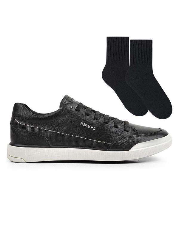 Ferracini - Kit Sapatênis Ferracini Star Masculino e par de Meia Preto