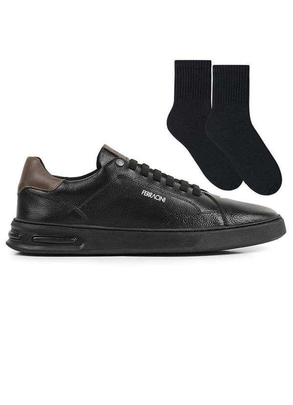 Ferracini - Kit Sapatênis Ferracini Titan Masculino e par de Meia Preto