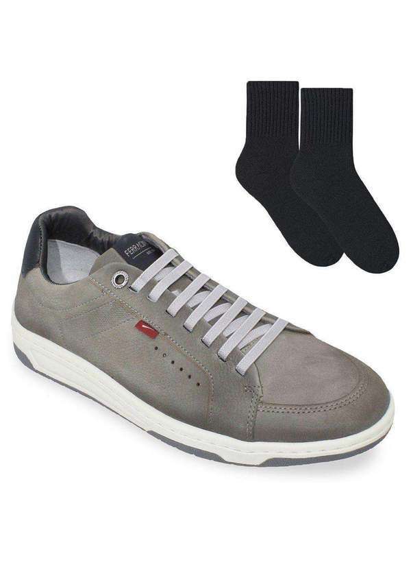 Ferracini - Kit Sapatênis Ferracini Vox Masculino e par de Meia Cinza