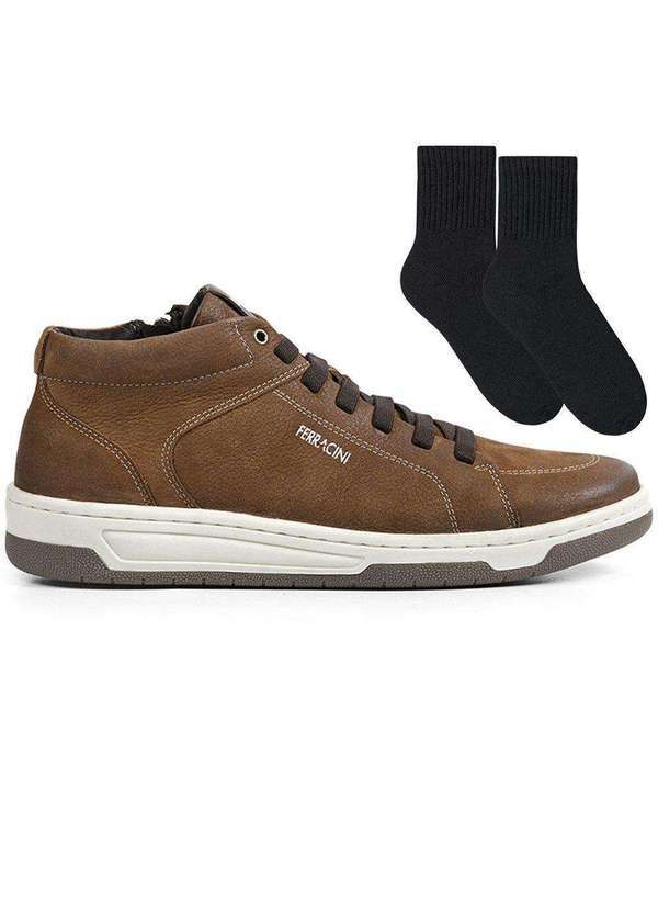 Ferracini - Kit Sapatênis Ferracini Vox Masculino e par de Meia Marrom