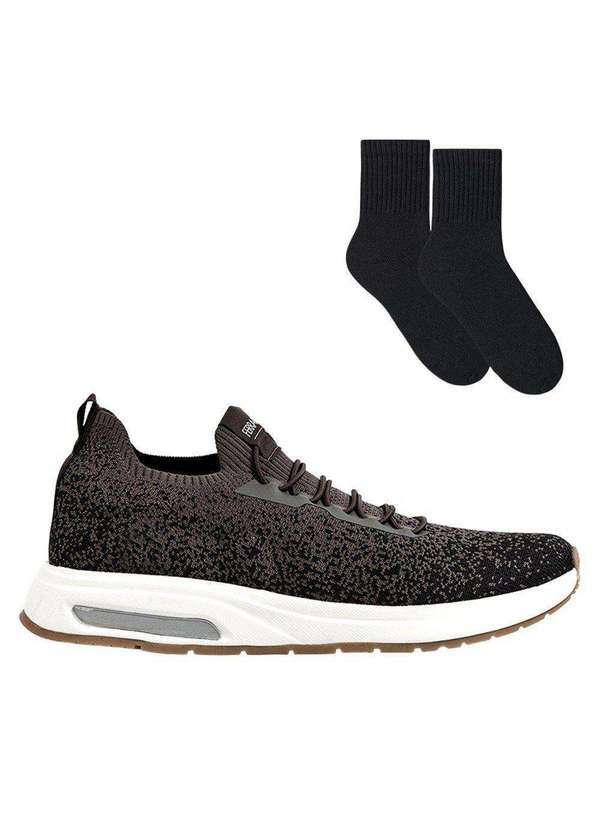 Ferracini - Kit Sapatênis Ferracini Vyper Masculino e Meia Marrom