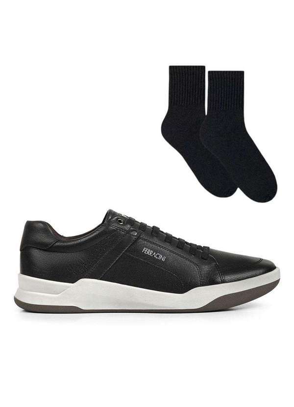 Ferracini - Kit Sapatênis Ferracini Wind Masculino e par de Meia Preto