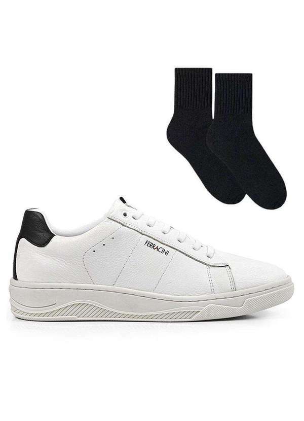 Ferracini - Kit Sapatênis Ferracini Yankee Masculino e par de Meia Branco