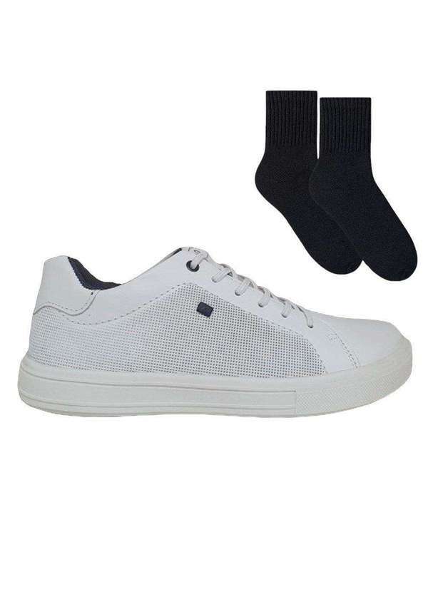 Pegada - Kit Sapatênis Pegada City Masculino e par de Meia Branco