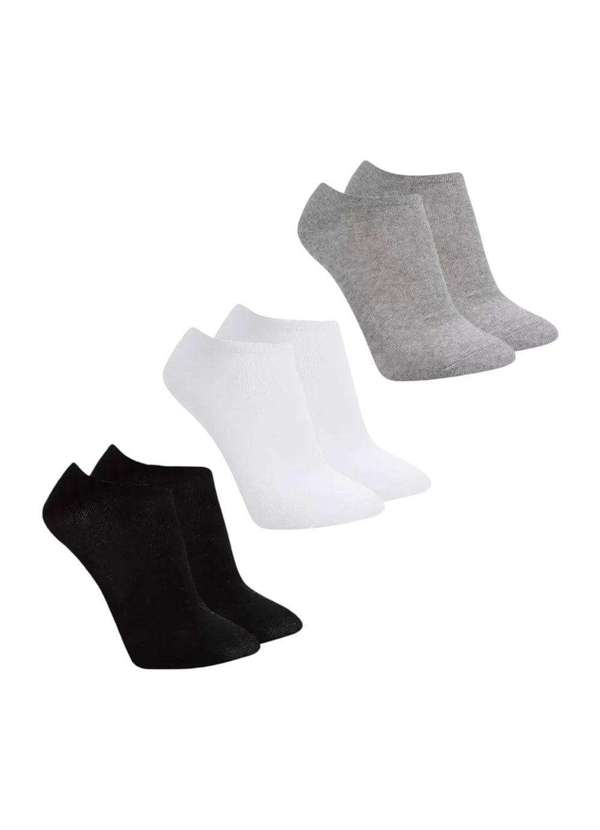 Selene - Kit 3 pares de Meias Selene Sapatilha Unissex Preto