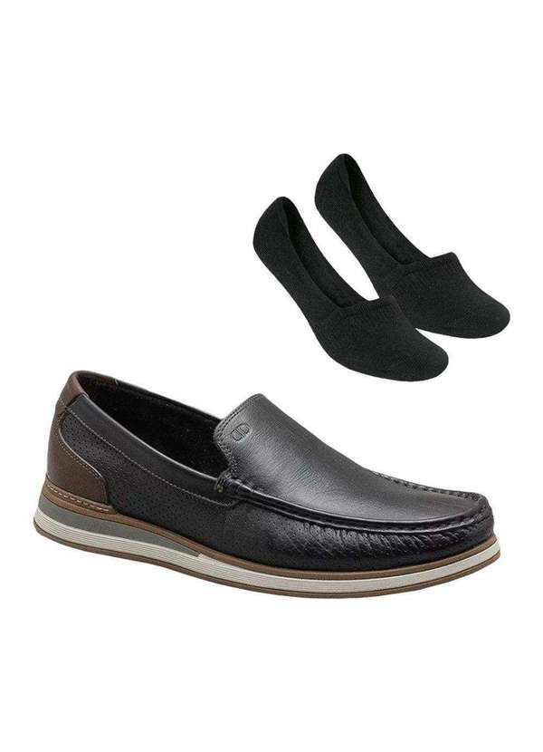 Democrata - Kit Mocassim Democrata Denim Flow Masculino e Meia Preto