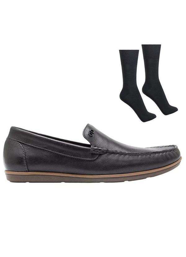 Democrata - Kit Mocassim Democrata Denim Tag Masculino e par de Meia Preto
