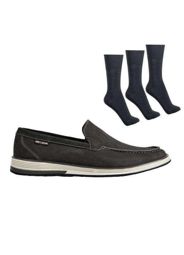 Ferracini - Kit Mocassim Ferracini Ultra Summer Masculino e 3 pares de Meias Preto
