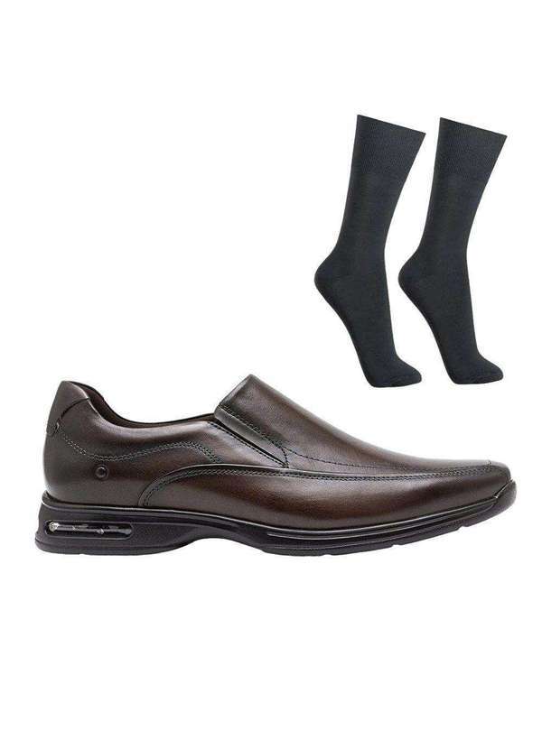 Democrata - Kit Sapato Democrata Air Spot Masculino e par de Meia Marrom