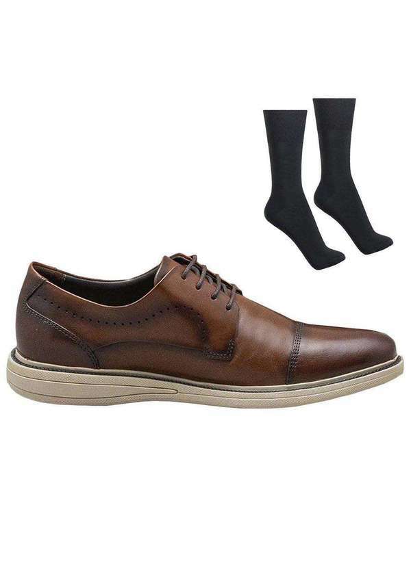 Democrata - Kit Sapato Democrata Metropolitan Bay Masculino e par de Meia Marrom