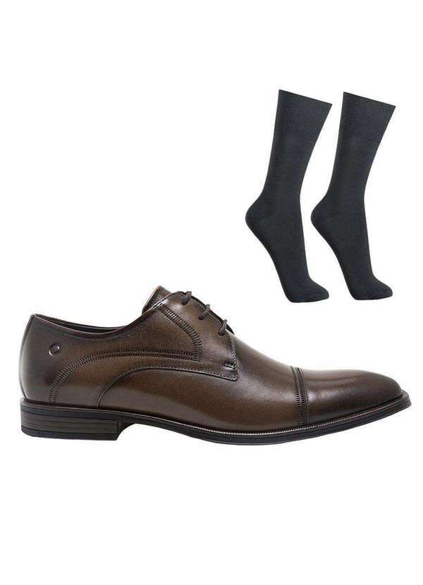 Democrata - Kit Sapato Democrata Metropolitan Clooney Masculino e Meia Marrom