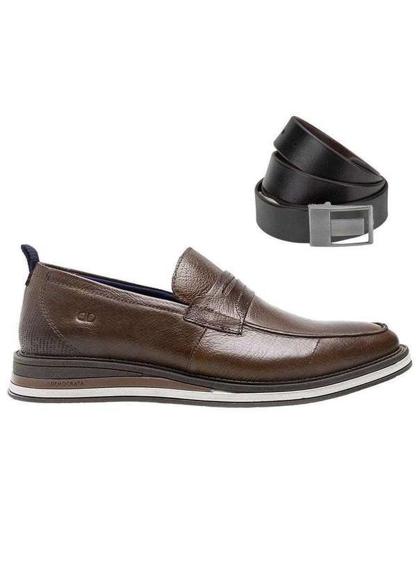 Democrata - Kit Sapato Democrata Type Masculino e Cinto Marrom