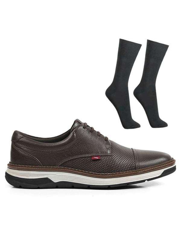 Ferracini - Kit Sapato Ferracini Blaze Masculino e par de Meia Marrom