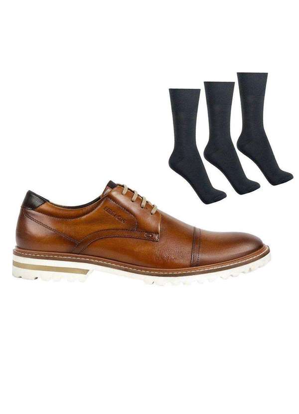 Ferracini - Kit Sapato Ferracini Cincy Firenze Masculino e 3 pares de Meias Marrom