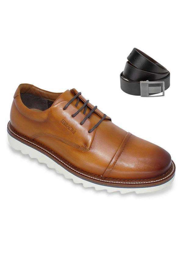 Ferracini - Kit Sapato Ferracini Filadélfia Masculino e Cinto Marrom