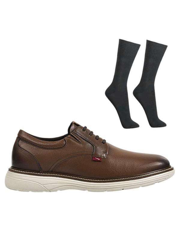 Ferracini - Kit Sapato Ferracini Full Masculino e par de Meia Marrom