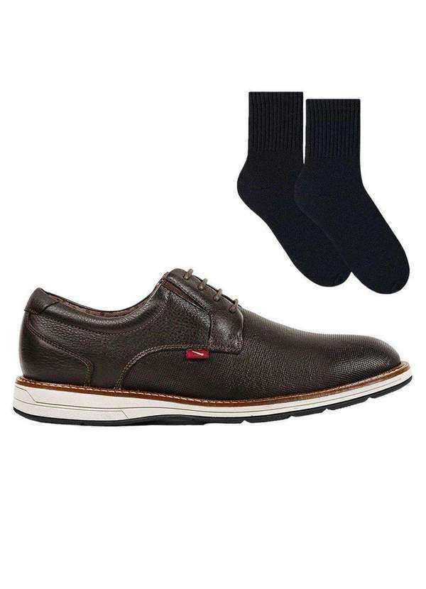 Ferracini - Kit Sapato Ferracini Kingston Masculino e par de Meia Marrom