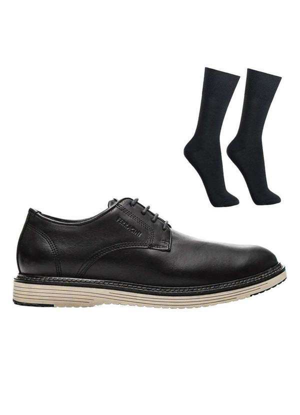 Ferracini - Kit Sapato Ferracini Lancaster Masculino e par de Meia Preto