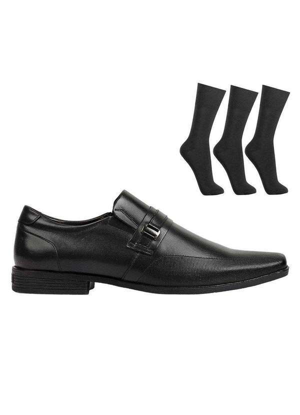 Ferracini - Kit Sapato Ferracini Liverpool Masculino e 3 pares de Meias - Preto