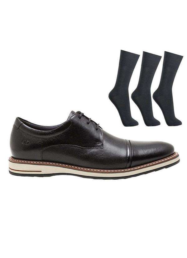 Democrata - Sapato Democrata Metropolitan Oliver Masculino e 3 pares de Meias Preto