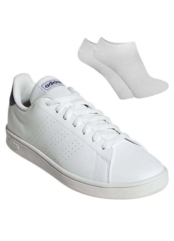 Adidas - Kit Tênis Adidas Advantage Base Masculino e par de Meia Branco