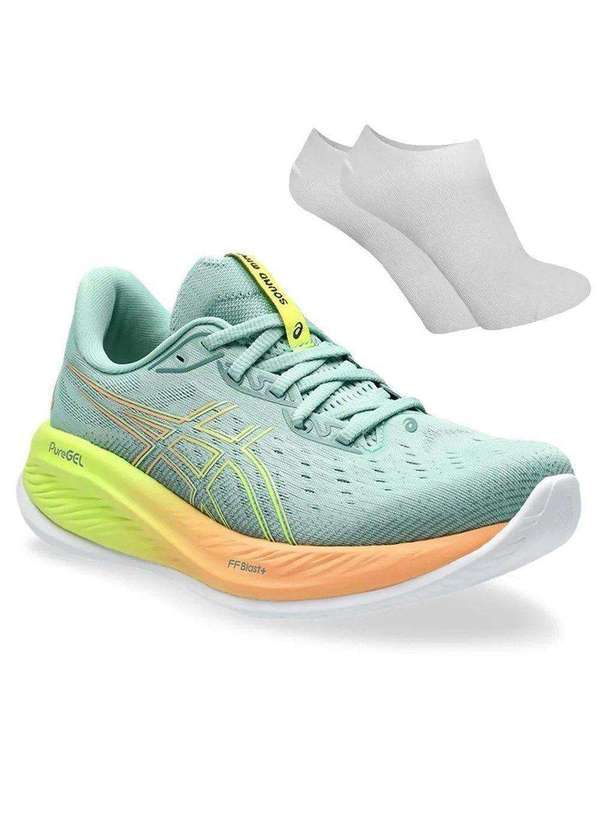 Asics - Kit Tênis Asics Gel-Cumulus 26 Paris Masculino e par de Meia Verde