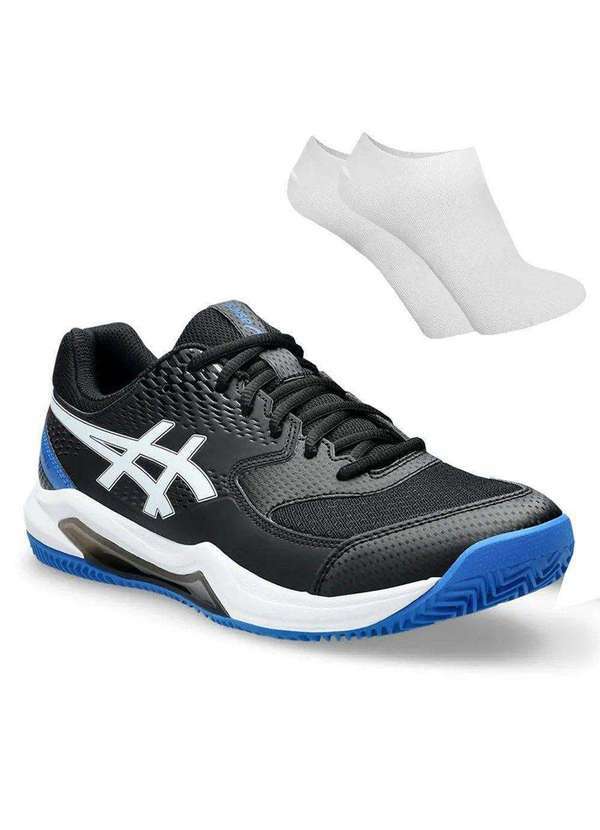 Asics - Kit Tênis Asics Gel-Dedicate 8 Clay Masculino e par de Meia Preto