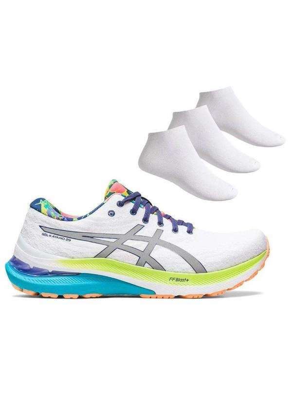 Asics - Kit Tênis Asics Gel-Kayano 29 Masculino e 3 pares de Meias Branco