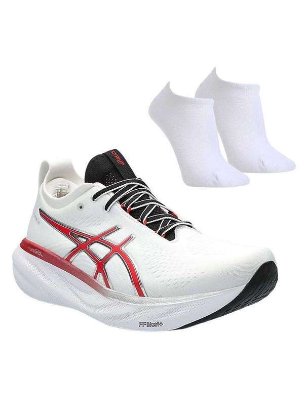 Asics - Kit Tênis Asics Gel-Nimbus 25 Masculino e par de Meia Branco