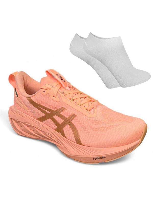 Asics - Kit Tênis Asics Novablast 4 Le Masculino e par de Meia Laranja