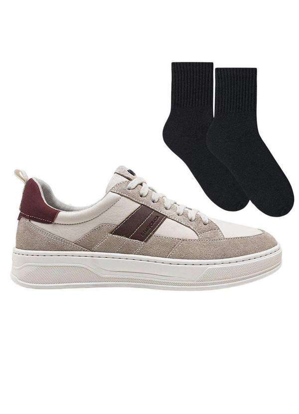 Democrata - Kit Tênis Democrata Bold Denim Masculino e par de Meia Bege