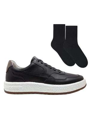 Kit Tênis Democrata Drake Pulse Masculino e par de Meia Preto