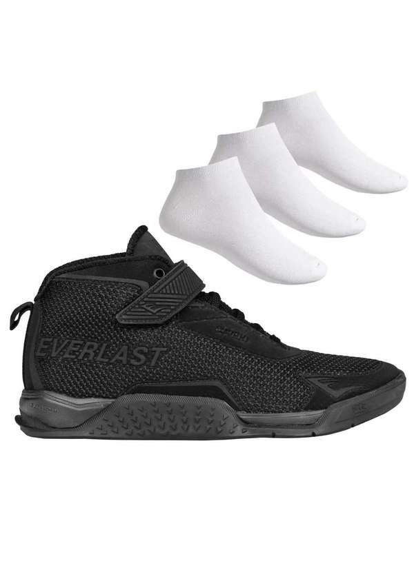 Everlast - Kit Tênis Everlast Cave Hi Masculino e 3 pares de Meias Preto
