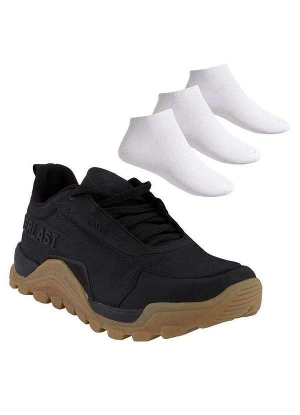 Everlast - Kit Tênis Everlast Cave Trail Low Masculino e 3 pares de Meias Preto