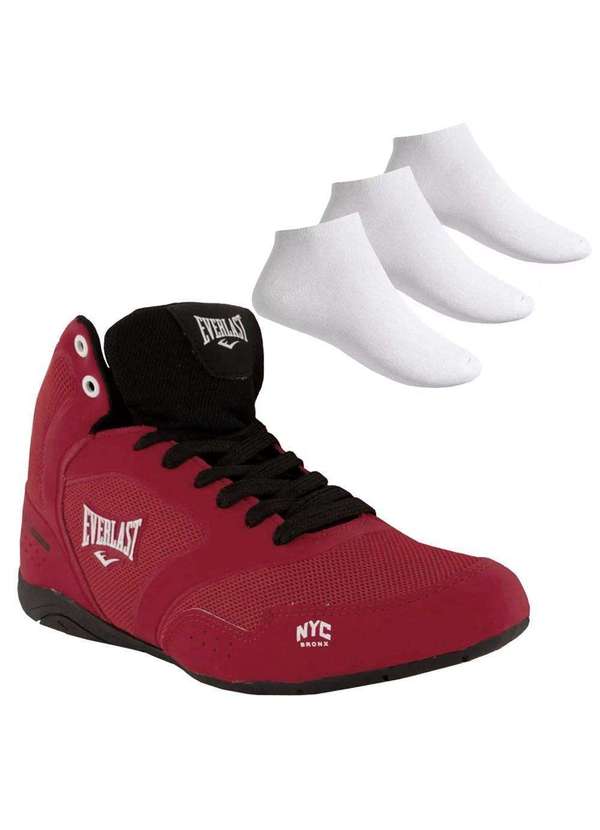 Everlast - Kit Tênis Everlast Clinch Iii Masculino e 3 pares de Meias Vermelho