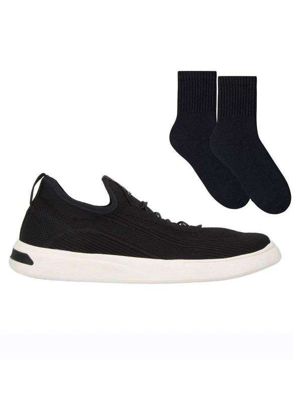Ferracini - Kit Tênis Ferracini Buzios Knit Masculino e Meia Preto