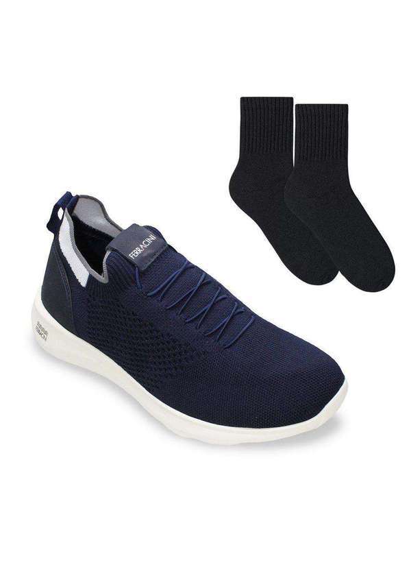 Ferracini - Kit Tênis Ferracini Volt Knit Masculino e par de Meia Azul