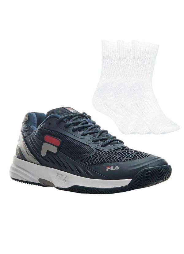 Fila - Kit Tênis Fila Acer Masculino e 3 pares de Meias Azul