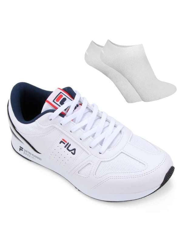Fila - Kit Tênis Fila Classic Runner Sl Masculino e par de Meia Branco