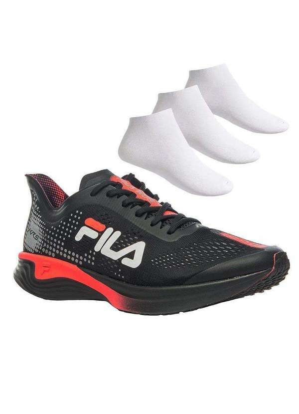 Fila - Kit Tênis Fila Kr5 Night Masculino e 3 pares de Meias Preto