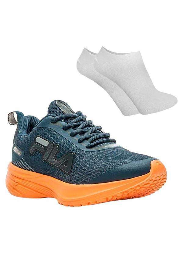 Fila - Kit Tênis Fila Kr6 Infantil e par de Meia Azul