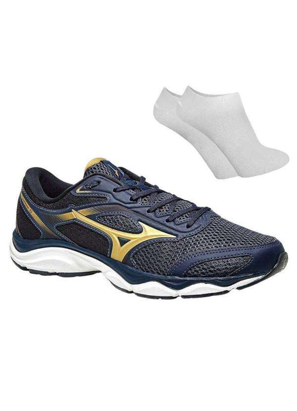 Mizuno - Kit Tênis Mizuno Hawk 5 Masculino e par de Meia Azul