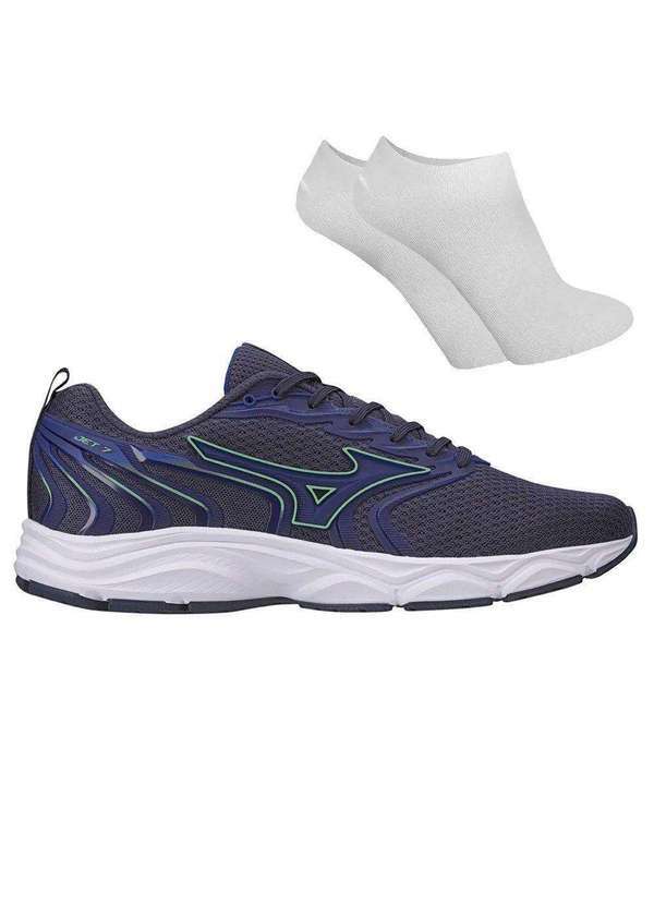 Mizuno - Kit Tênis Mizuno Jet 7 Masculino e par de Meia Azul