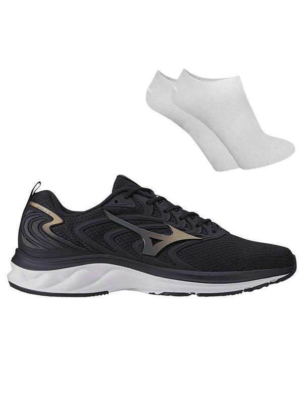 Mizuno - Kit Tênis Mizuno Space 4 Masculino e par de Meia Preto