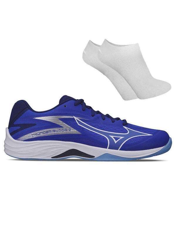 Mizuno - Kit Tênis Mizuno Thunder Blade Z Masculino e par de Meia Azul