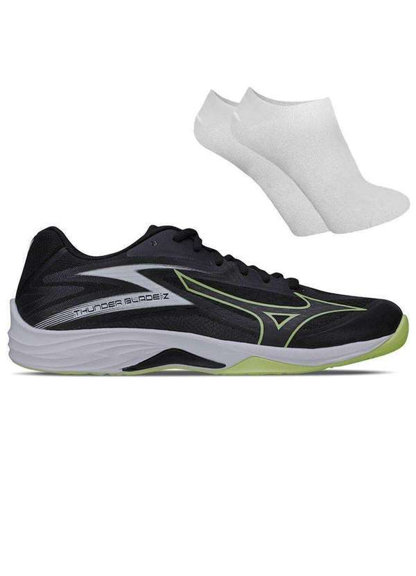 Mizuno - Kit Tênis Mizuno Thunder Blade Z Masculino e par de Meia Preto