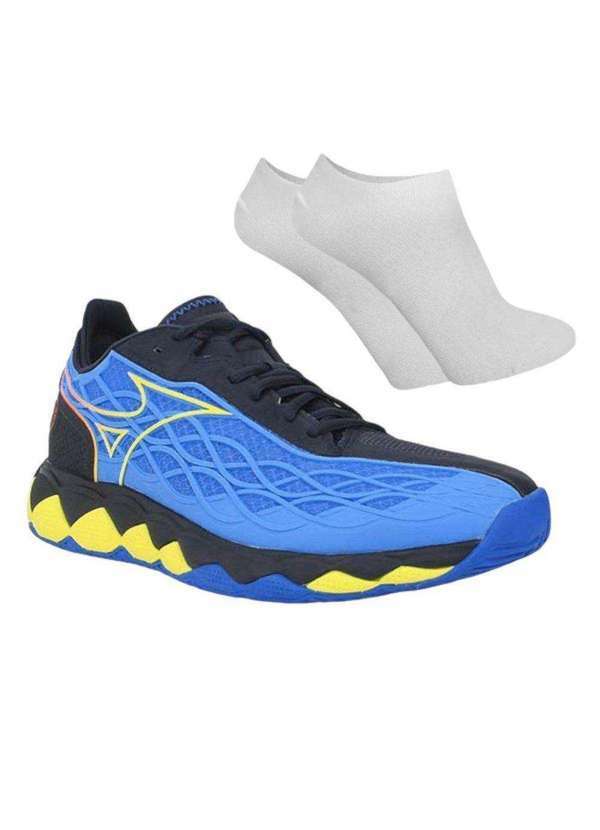 Mizuno - Kit Tênis Mizuno Wave Enforce Tour Masculino e par de Meia Preto
